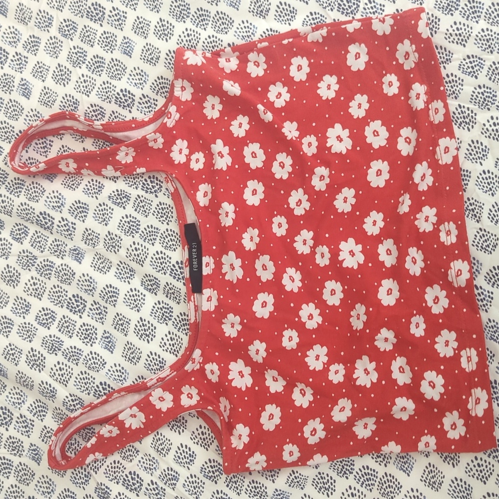 Forever 21 Red Floral Tank Top